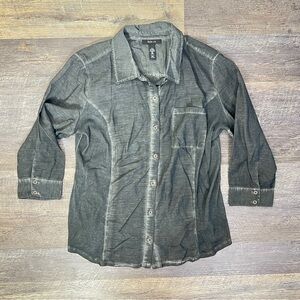 Style & Co black button down blouse top shirt size large L B52